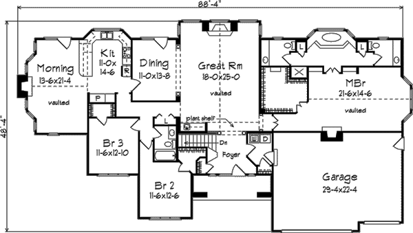European Floor Plan - Main Floor Plan #57-128