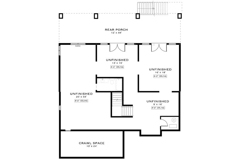 House Design - Floor Plan - Lower Floor for Beach House Plan #1101-21 - 3 bed, 2 bath