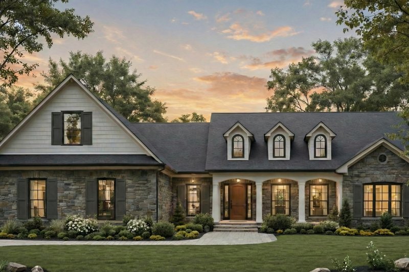 House Blueprint - Ranch Exterior - Front Elevation Plan #21-636