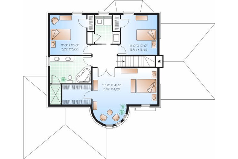 Dream House Plan - Floor Plan - Upper Floor for European House Plan #23-806 - 3 bed, 2 bath