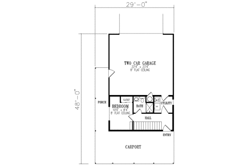 Architectural House Design - Floor Plan - Main Floor for Traditional House Plan #1-184 - 2 bed, 2 bath
