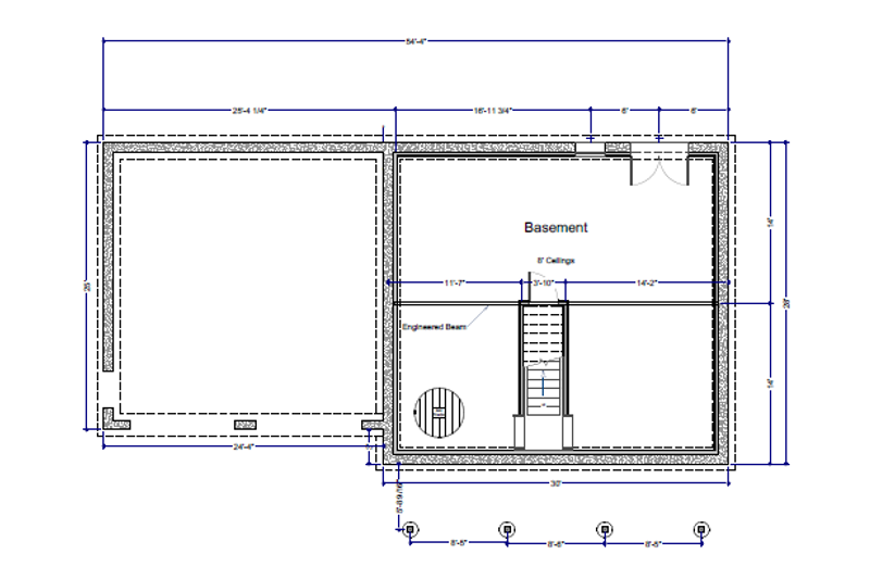 House Design - Floor Plan - Lower Floor for Craftsman House Plan #1116-22 - 3 bed, 2 bath