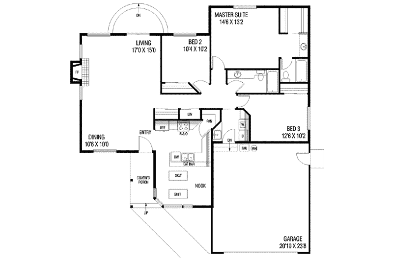 House Plan Design - Floor Plan - Main Floor for Traditional House Plan #60-413 - 3 bed, 2 bath