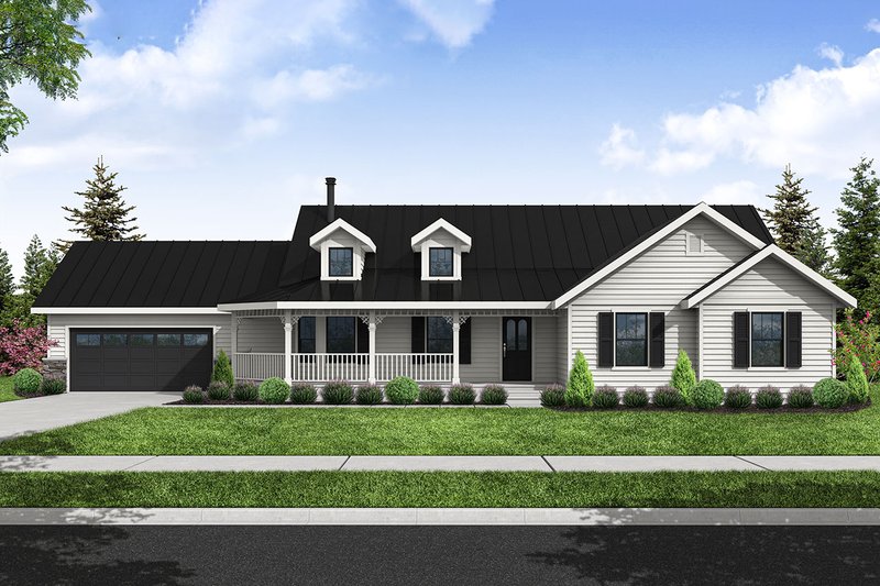 House Blueprint - Country Exterior - Front Elevation Plan #124-1388