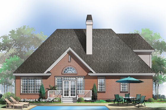 Exterior - Rear Elevation for Country House Plan #929-470 - 4 bed, 3 bath