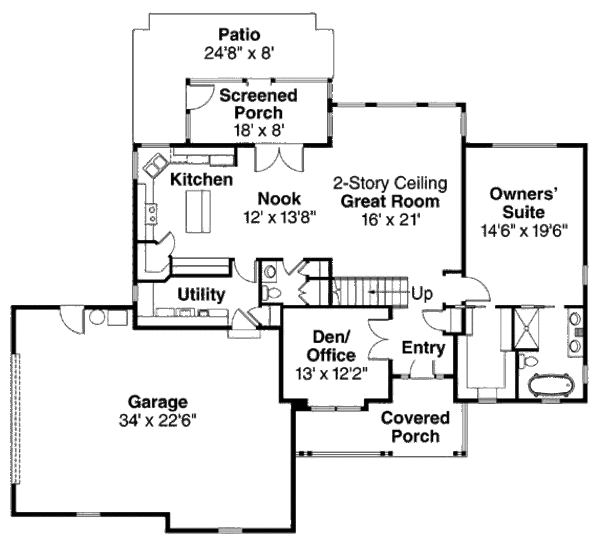 Architectural House Design - Craftsman Floor Plan - Main Floor Plan #124-836