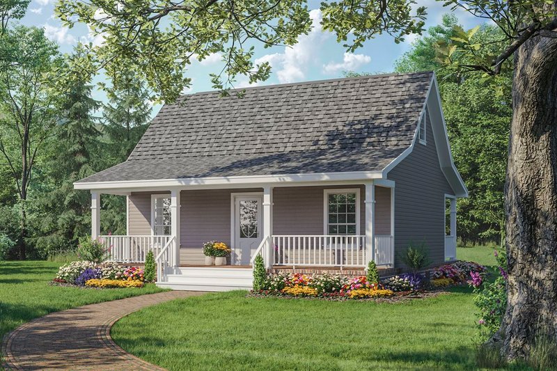 Country Style House Plan - 1 Beds 1 Baths 600 Sq/Ft Plan #21-206
