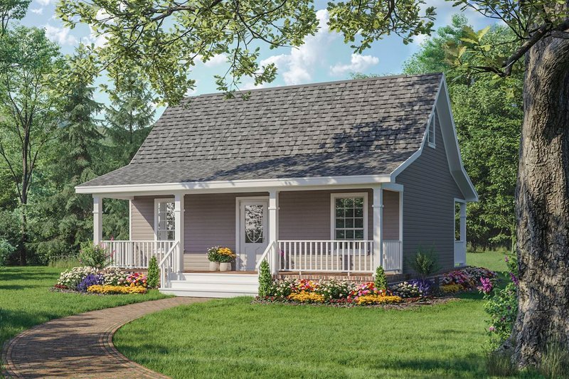 Plan 21-206 — Country Cottage, 600 sq ft (Houseplans.com)