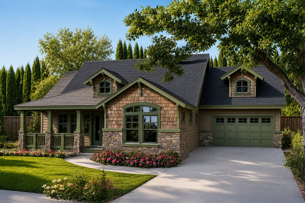 Exterior - Front Elevation 2 for Craftsman House Plan #124-453 - 3 bed, 3.5 bath