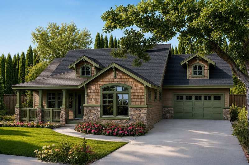Home Plan - Exterior - Front Elevation 2 for Craftsman House Plan #124-453 - 3 bed, 3.5 bath
