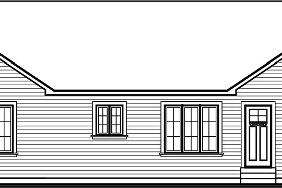 Exterior - Rear Elevation for Ranch House Plan #23-699 - 2 bed, 1 bath