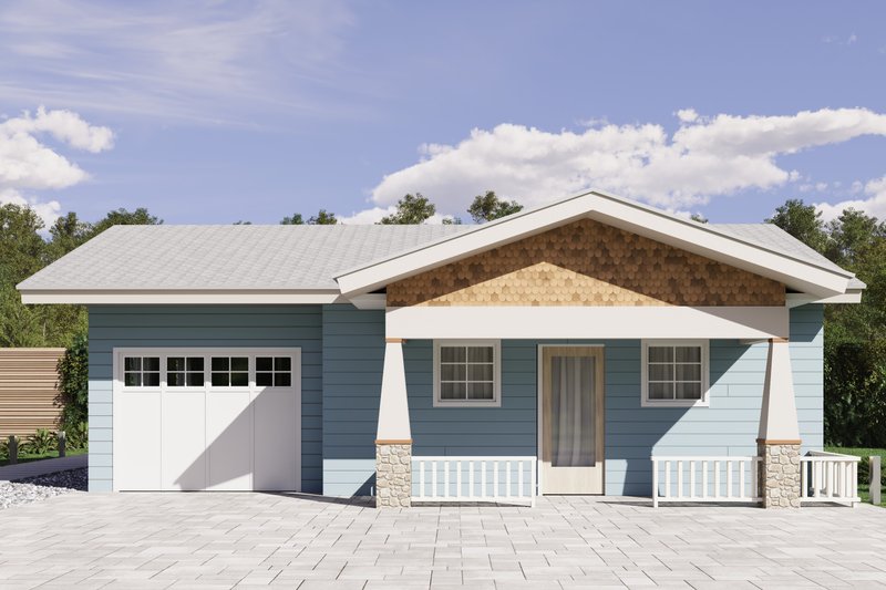 Craftsman Style House Plan - 1 Beds 1 Baths 624 Sq/Ft Plan #1106-168 Exterior