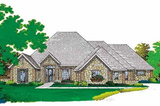 Exterior - Front Elevation for European House Plan #310-209 - 4 bed, 3.5 bath