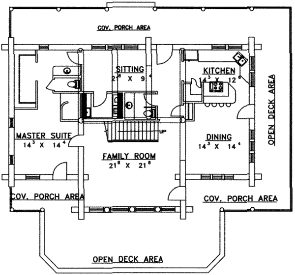 Home Plan - Log Floor Plan - Main Floor Plan #117-126