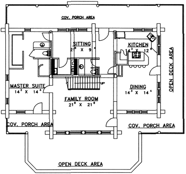 House Blueprint - Log Floor Plan - Main Floor Plan #117-126