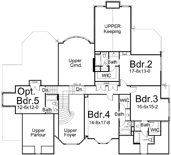 Architectural House Design - European Floor Plan - Upper Floor Plan #119-203