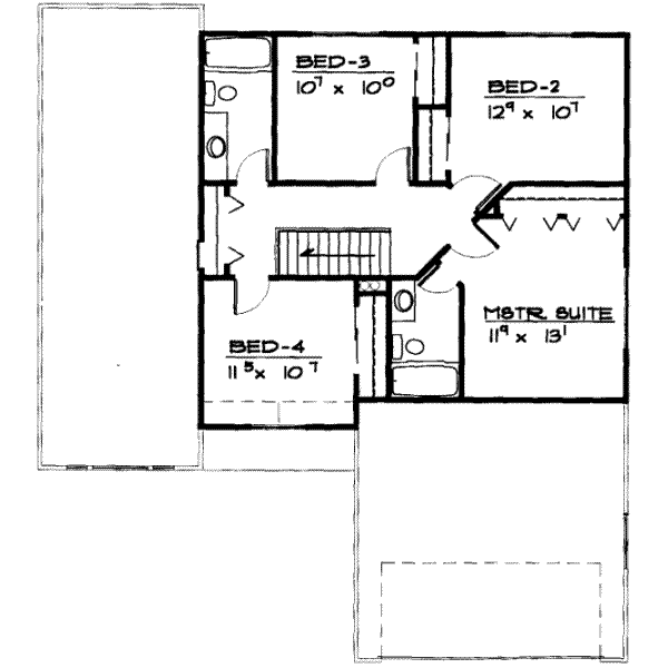 Traditional Floor Plan - Upper Floor Plan #308-118