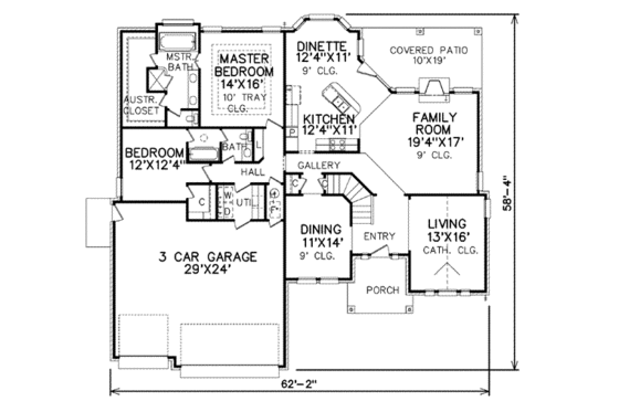 Floor Plan - Main Floor for Traditional House Plan #65-490 - 4 bed, 3 bath