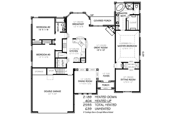 Floor Plan - Main Floor for Traditional House Plan #424-309 - 3 bed, 3 bath