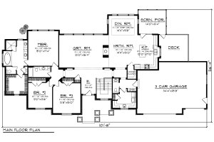Floor Plan - Main Floor for Ranch House Plan #70-1176 - 3 bed, 2.5 bath