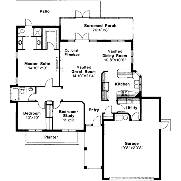 Dream House Plan - Mediterranean Floor Plan - Main Floor Plan #124-220