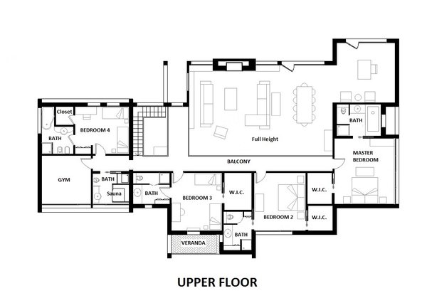 Modern Floor Plan - Upper Floor Plan #542-1