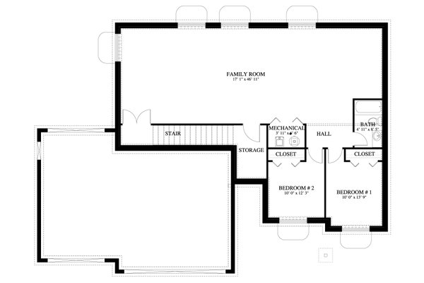 House Design - Ranch Floor Plan - Lower Floor Plan #1060-39