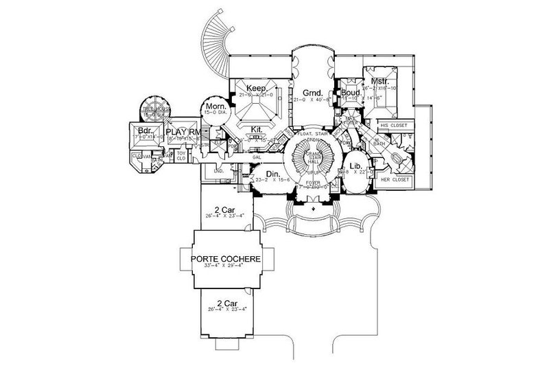 Home Plan - Floor Plan - Main Floor for European House Plan #119-303 - 5 bed, 5 bath