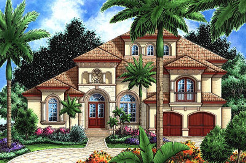 Mediterranean Style House Plan - 5 Beds 4.5 Baths 4198 Sq/Ft Plan #27-355