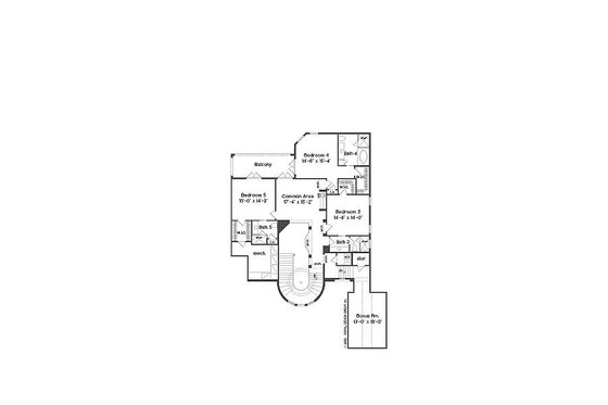 Floor Plan - Upper Floor for Mediterranean House Plan #135-147 - 5 bed, 5.5 bath