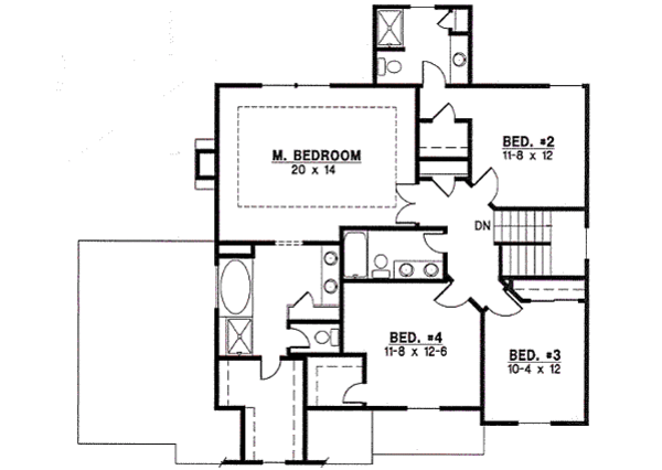 Traditional Floor Plan - Upper Floor Plan #67-813
