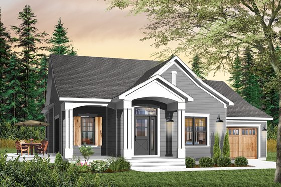 Exterior - Front Elevation 3 for Country House Plan #23-560 - 2 bed, 2 bath