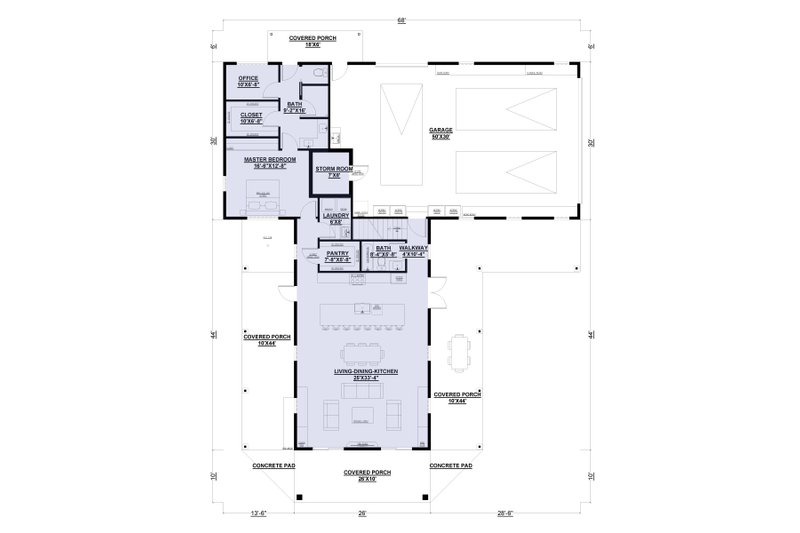 Home Plan - Floor Plan - Main Floor for Barndominium House Plan #1107-29 - 4 bed, 3 bath