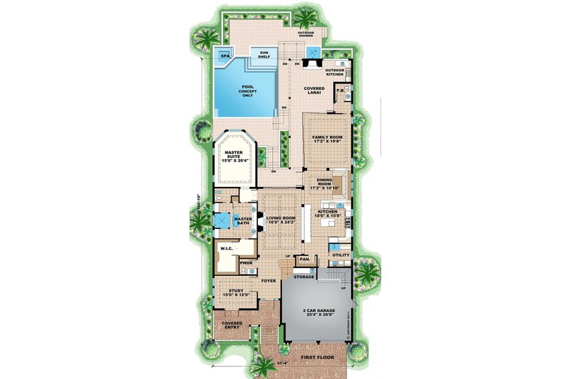 Home Plan - Floor Plan - Main Floor for Beach House Plan #27-474 - 4 bed, 5.5 bath