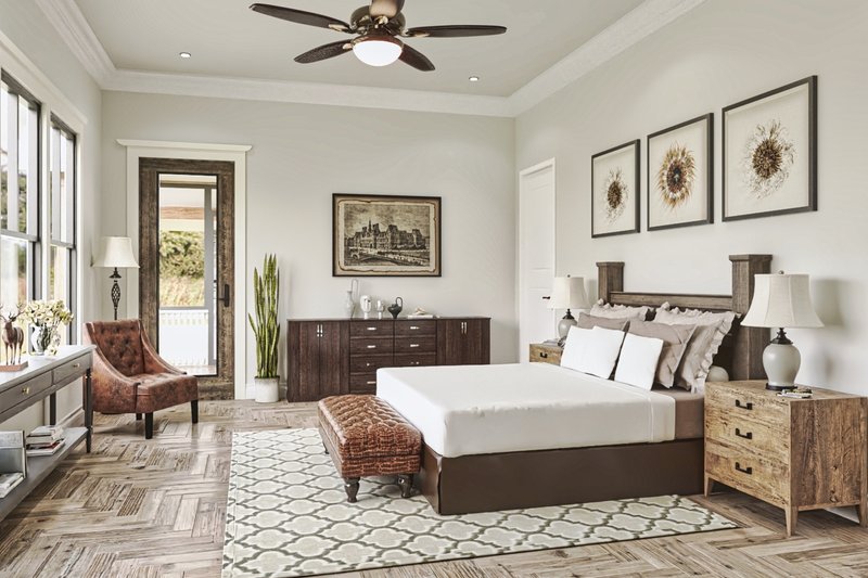 Architectural House Design - Interior - Master Bedroom for Farmhouse House Plan #54-581 - 4 bed, 3.5 bath