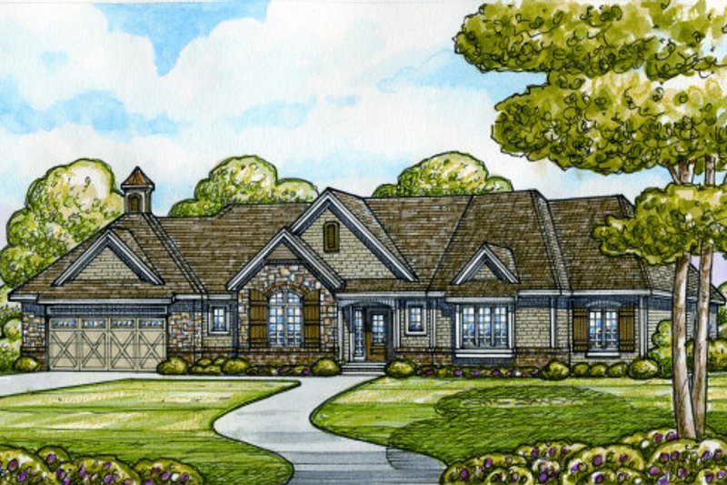 Architectural House Design - European Exterior - Front Elevation Plan #20-2130