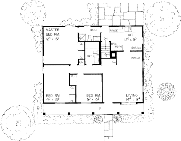 Ranch Floor Plan - Main Floor Plan #72-101