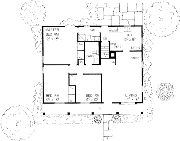 Architectural House Design - Ranch Floor Plan - Main Floor Plan #72-101
