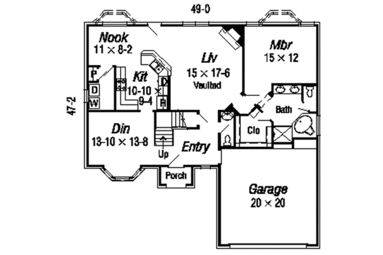 Floor Plan - Main Floor for European House Plan #329-231 - 3 bed, 2.5 bath