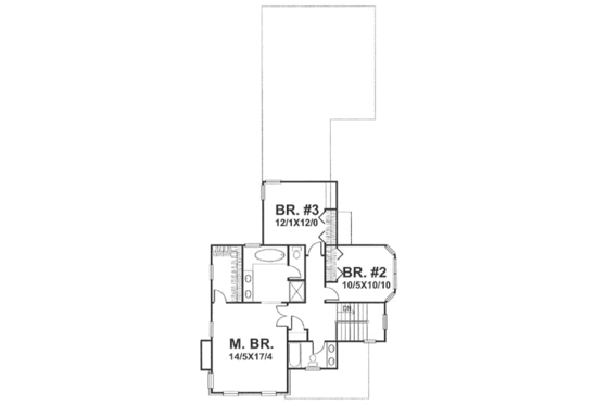 Floor Plan - Upper Floor for Traditional House Plan #50-117 - 3 bed, 2.5 bath