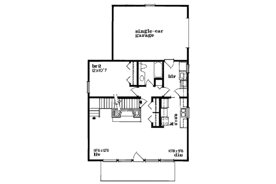 Floor Plan - Main Floor for Cottage House Plan #47-108 - 4 bed, 2 bath