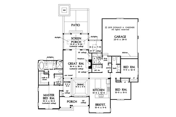 Floor Plan - Main Floor for Cottage House Plan #929-1102 - 3 bed, 2.5 bath
