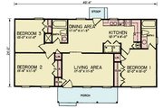Ranch Style House Plan - 3 Beds 2 Baths 1184 Sq/Ft Plan #54-651 