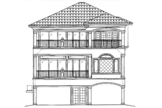 Exterior - Rear Elevation for Mediterranean House Plan #27-218 - 4 bed, 3 bath