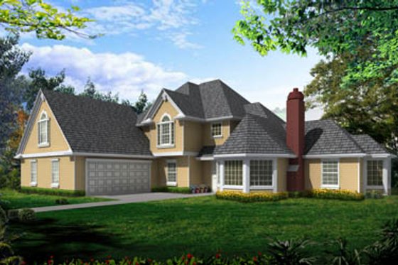 Exterior - Front Elevation for Traditional House Plan #100-443 - 3 bed, 3 bath