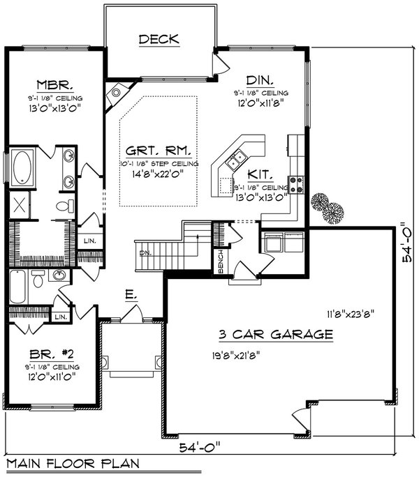 Architectural House Design - Craftsman Floor Plan - Main Floor Plan #70-1537