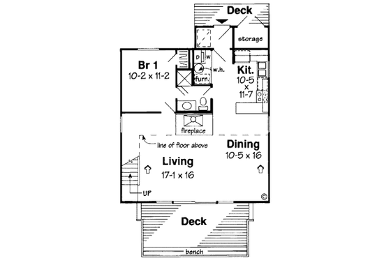 Floor Plan - Main Floor for Contemporary House Plan #312-602 - 3 bed, 2 bath