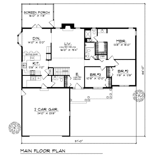 Home Plan - Traditional Floor Plan - Main Floor Plan #70-182