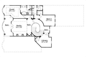 Floor Plan - Upper Floor for European House Plan #411-881 - 4 bed, 3.5 bath