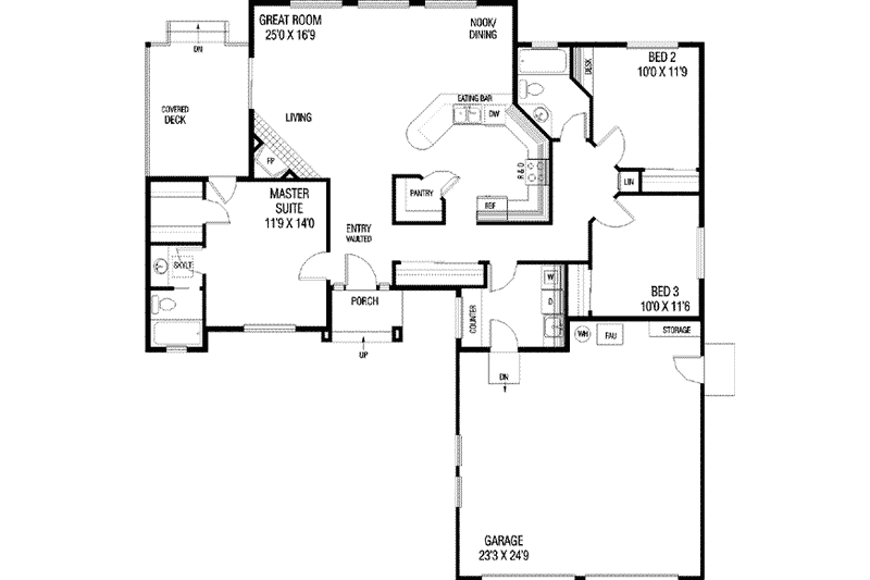 Dream House Plan - Floor Plan - Main Floor for Traditional House Plan #60-247 - 3 bed, 2 bath